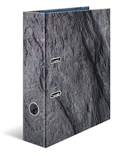 HERMA 19652 - Archivador A4 de piedra natural, 7 cm de ancho, diseño de archivador de cartón con impresión interior para escuela y oficina, resistente carpeta de anillas de cartón para niños y niñas