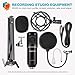 immagine 1ZINGYOU Microfono a condensatore, Kit microfono per registrazione professionale BM-800 con braccio a forbice, sospensione regolabile, filtro anti-urto e filtro anti-pop (Nero)