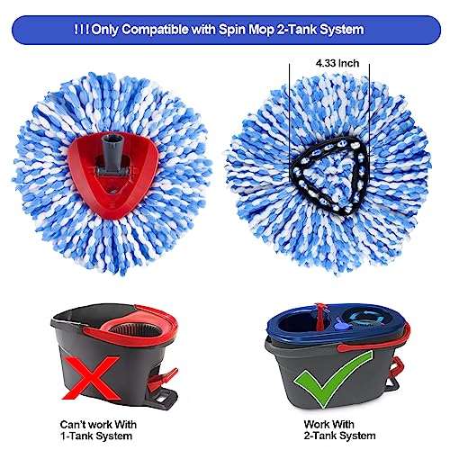 [2 + 1 Pack] 2 Mop Replace Heads With 1 Mop Head Base Compatible For O Cedar (Note: Not For 1 Tank System), Spin Mop Refill Head Replacement And Mop Case Cover For Ocedar Spin Mop 2-Tank System… #TOP1