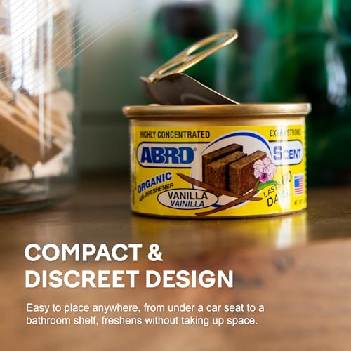 Image of ABRO Car Air Fresheners: Canned, Spill Proof Airfreshener for Home, Office, or Car Accessories Interior, Lasts Up to 60 Days - 3 Pack Vanilla Scent