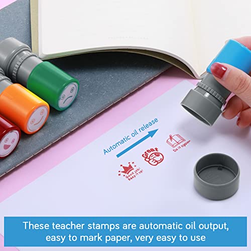 12 Pack Sorted Teacher Stamp Self-Inking Rubber Stamps Picture Stamps for Teachers Motivation Stamps Teacher Review Photosensitive Stamps Behavior Stamps for Kids Students School Classroom Homework - Image 5