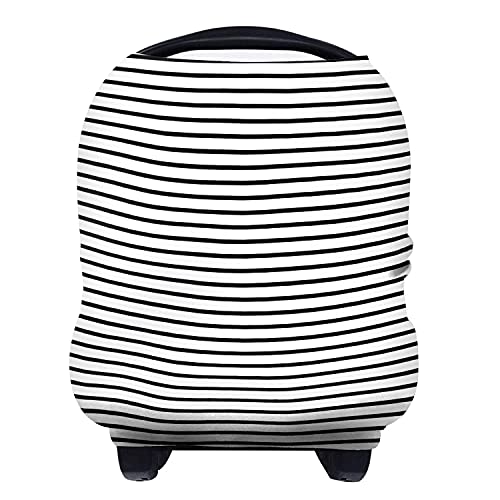 Image of Yoofoss Nursing Cover Breastfeeding Scarf - Baby Car Seat Covers, Infant Stroller Cover, Strechy Carseat Canopy for Boys and Girls (Black Stripe)