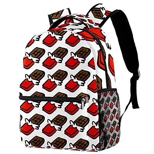 Sac à dos de voyage avec motif barre de chocolat dessin animé et gourde