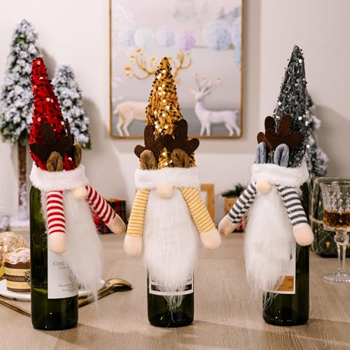 Juego de botellas de vino tinto de Navidad de diseño creativo 3