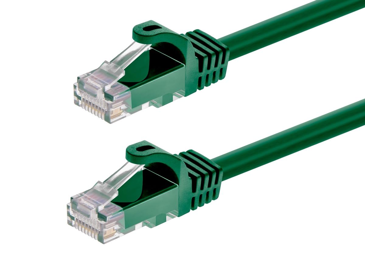Cable de conexión Ethernet Cat5e - RJ45 sin enganches, trenzado, 350 Mhz, UTP, 24 AWG, 10 pies, verde - Serie Flexboot