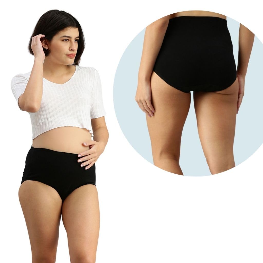 Morph Maternity Panties After Delivery | with High Waist | Over The Belly Fit | Inside Elastic At Waist | Full Back Coverage | Pregnancy & Post Delivery | Pack of 2 | Black | XL 2
