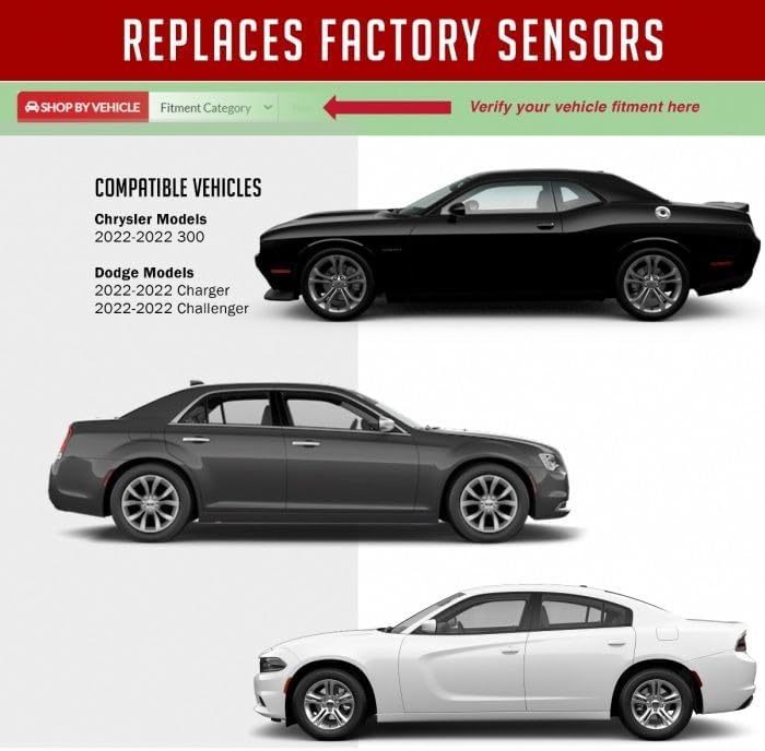 Miniatura 5 de PDQ TPMS - Sensor de presión de neumáticos TPMS de 433 MHZ, paquete de 4 unidades de vástago de goma para Chrysler Dodge Direct repuesto para pieza