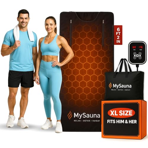 MySauna XL Infrared Sauna Blanket | Fits Him & Her | Fast Sweat, Sauna Bag Reaches 176°F | At-Home...