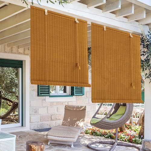 MADECOSTORE Roll'up Bambou Fines Lattes pour intérieur et extérieur - Chamois - L80 x H250cm