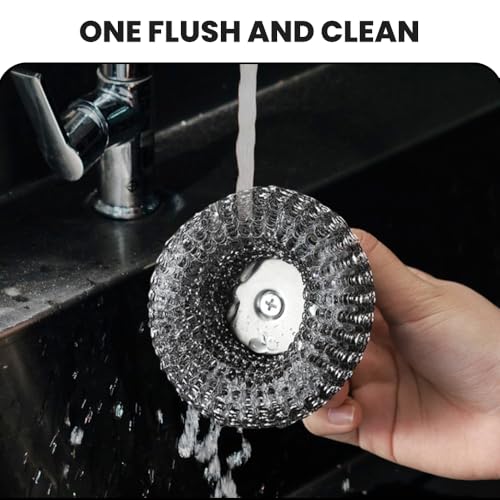 Image of Steel Wool Scrubber, Stainless Steel Scrubber with Handle, Grill Cleaning Brush (1PCS) | Steel Wool Scrubber Grill Cleaning, Built-In Handle, Kitchen Scrubber