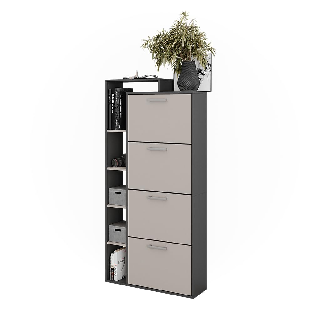 Vicco Scarpiera Orlando, Antracite/grigio, 80 x 166.1 cm con 4 scomparti, per la conservazione e l’organizzazione delle scarpe nell’ingresso