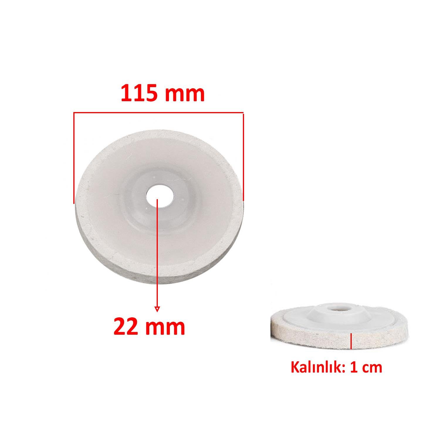 Badem10 Plastik Tabanlı Sert Polisaj Matkap Keçesi DTA043 Finisaj Parlatma Çizik Pasta Cila 115 mm 2'li Set
