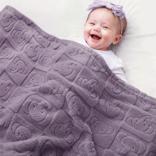 Image of Pro Goleem Elephant Baby Blanket, Baby Fleece Blanket for Boys & Girls, 30 inch x 40 inch Soft Crib & Stroller Blanket for Newborns and Toddlers, (Purple)