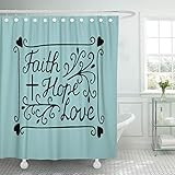 Abaysto Hand Lettering Faith Hope and Love Cross Hearts Bible Bathroom Decor Shower Curtain Sets with Hooks Polyester Fabric Great Gift
