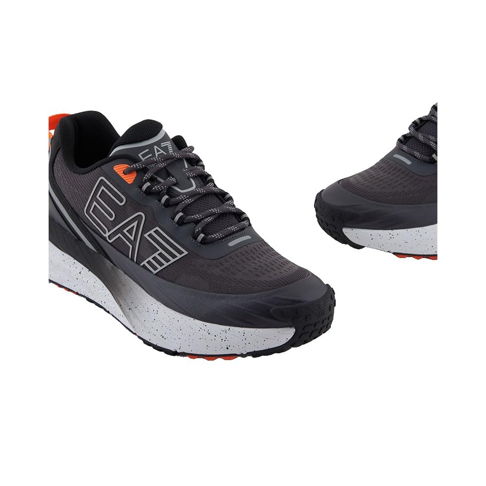 EA7 Scarpe sportive Trail Running, Nero e Arancione, Suola in gomma antiscivolo, design sportivo con logo riflettente
