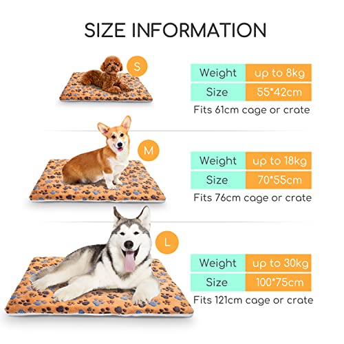 Nobleza-Dog-Bed-Mat-Fluffy-Fleece-Pet-Blankets-Warm-Dog-Crate-Mat-Washable-Puppy-Bed-Mat-with-Paw-Print-Dog-Bed-Mattress-Dog-Pad-Cat-Cushion-Pet-Bed-Mat-for-Small-Pet-Puppy-Kitten-Brown-S-55x42-cm