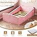 JOYMOR Toddler Bed, Toddler Floor Bed Frame with Guard Rails, Soft Velvet Bed for Infant, Kids Boys and Girls, Mattress not Included (Pink)