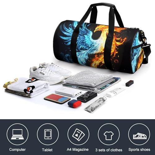 Fire And Ice Phoeniix Sports Gym Bag Travel Duffel Workout Bag with Adjustable Strap3