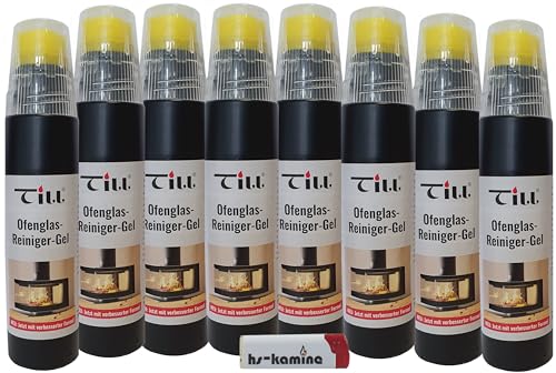 ** Set** Till Kaminglas Reiniger 8 Flaschen a. 200ml Gel mit Bürste