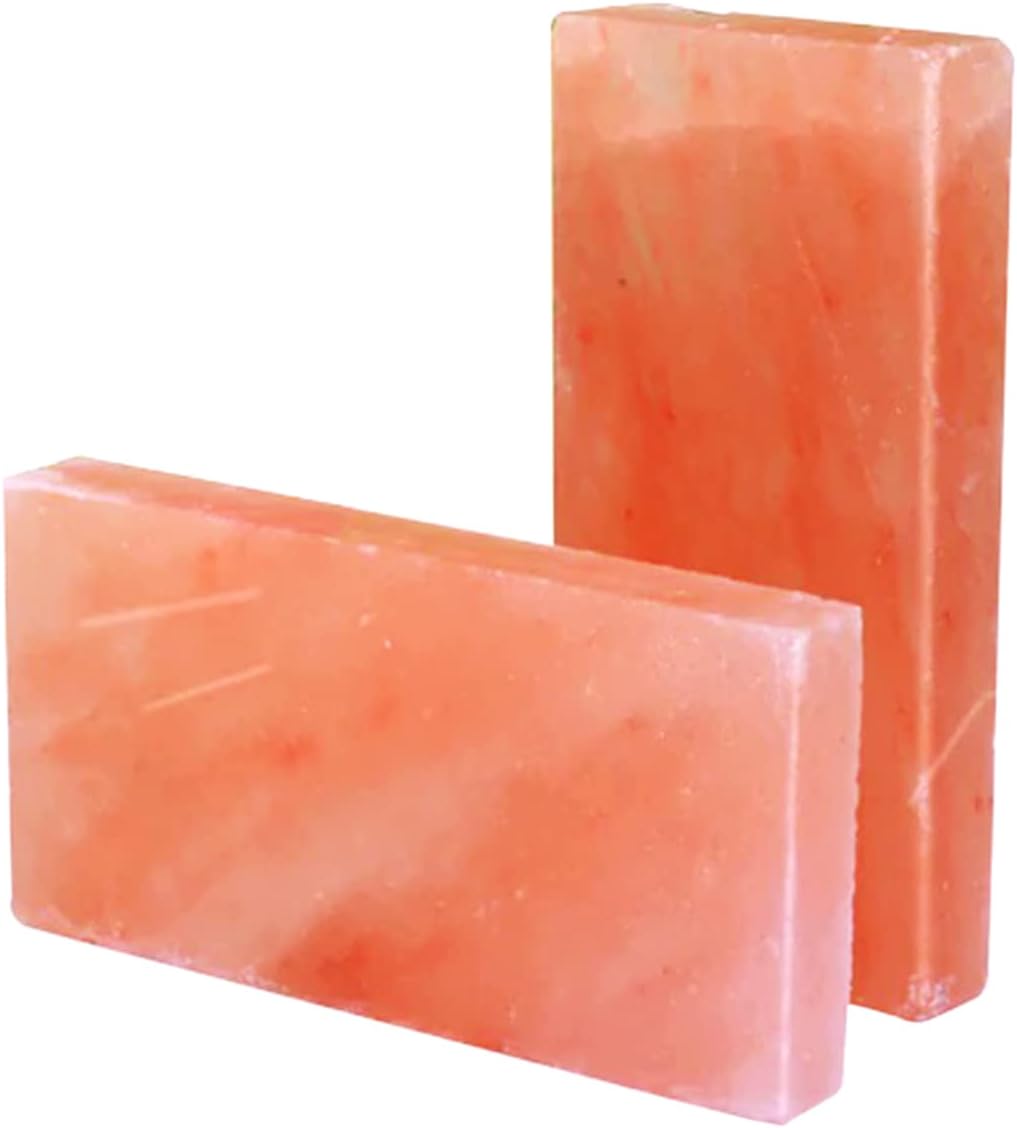 SRJ Himalayan Pink Salt Cooking Slab 8X4X1 Inch for Indoor and Outdoor Cooking Grilling, Chilling, Searing and Barbeque (Pack of 2)