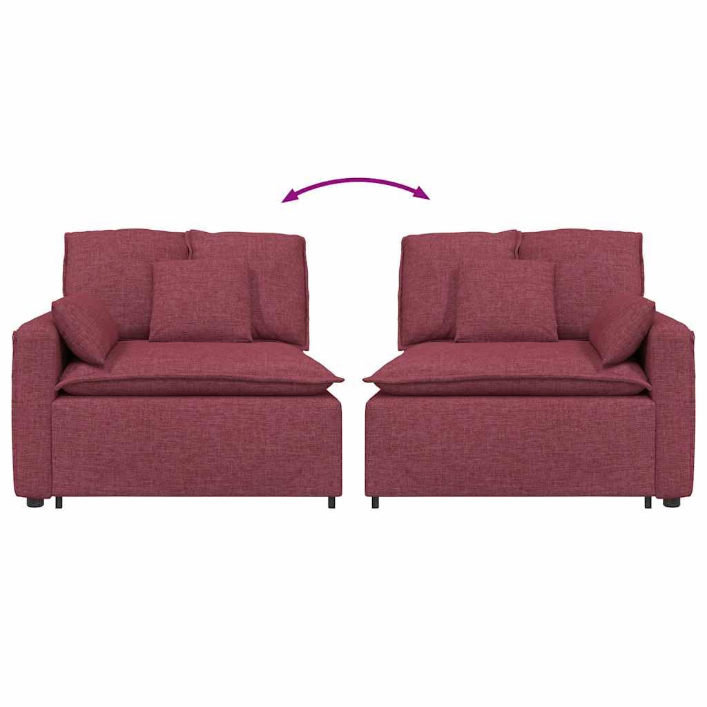 Modulares Sofa Endmodul mit Armlehne Kissen Weinrot 100 cm Stoff Metallrahmen Wohnlandschaft Wohnzimmer Entspannung Sitzgelegenheit Wohndeko Gästezimmer