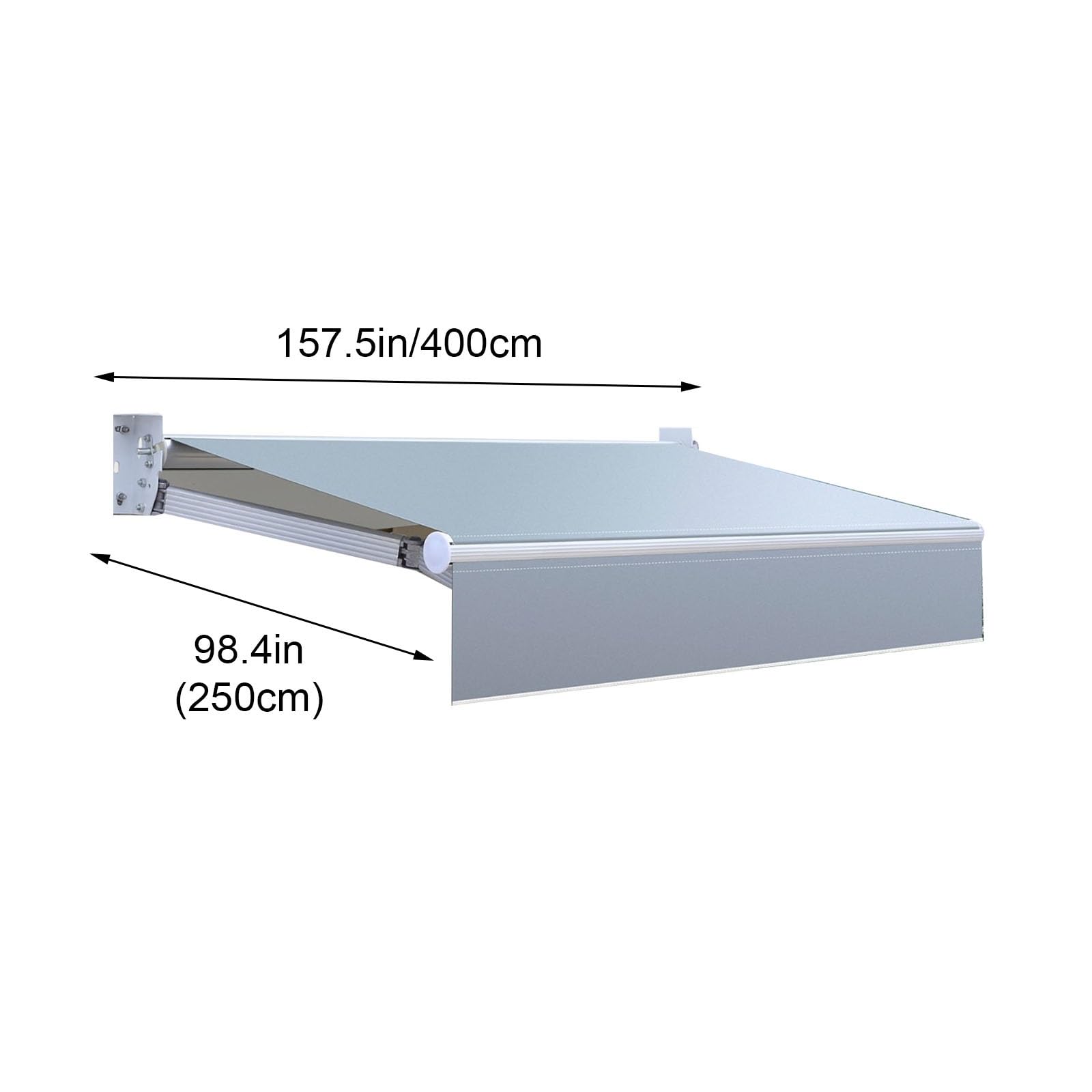 Tenda da sole retrattile con manovella, tessuto impermeabile e alluminio, 4 x 2 m, per esterni, per terrazza, giardino, terrazza, protezione UV, facile installazione