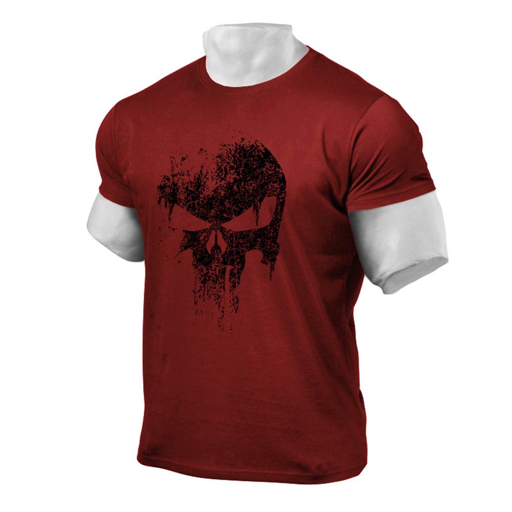 FENGCHENG Men's T-Shirt Punisher Skull Fitness Training Top 95% Cotton and 5% Elastane
