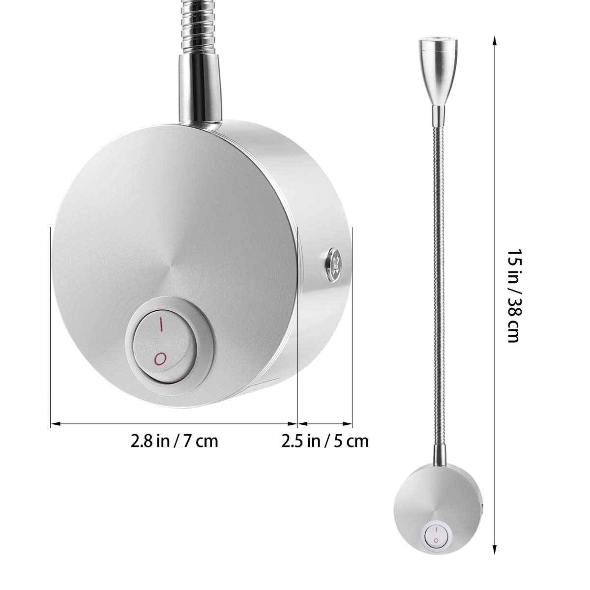 Lámpara LED de Lectura 3W - Aplique de Pared con Brazo Flexible 360° y Cuello de Cisne - Luz Cálida con Interruptor para Cabecero de Cama, Dormitorio o Estudio - Aluminio Moderno