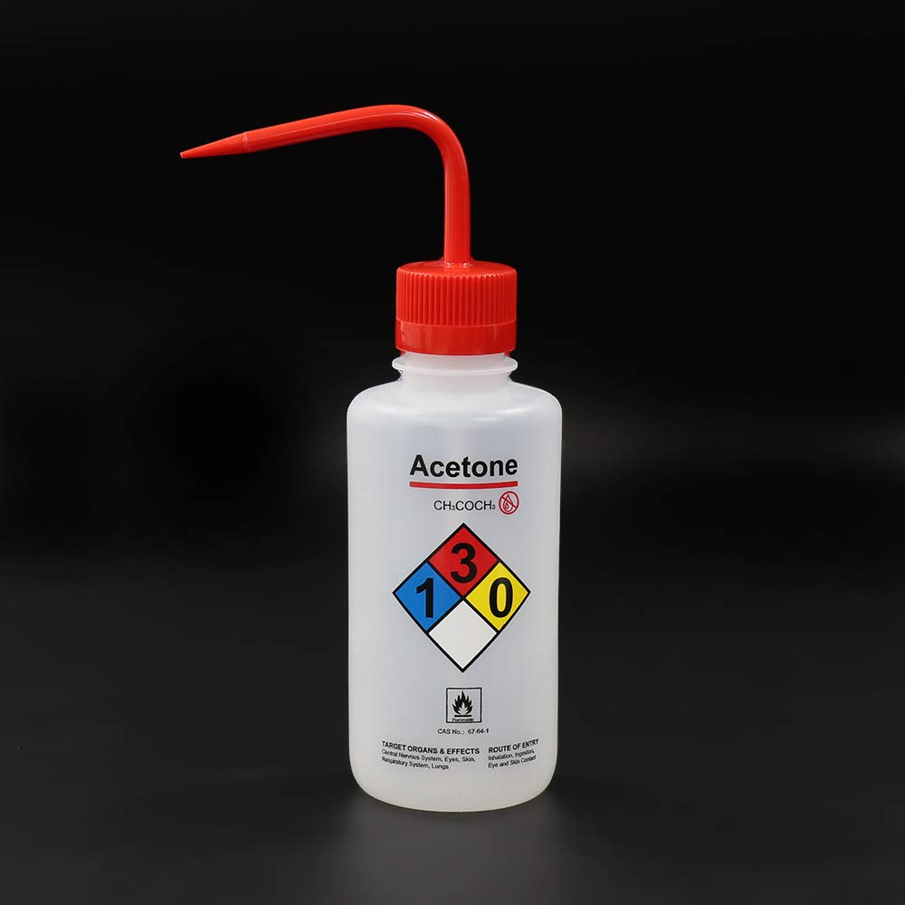 ULAB Juego de botellas de lavado científica, 1 de cada una para botellas de lavado de seguridad de autoventilación de agua destilada y acetona, vol.500 ml, material LDPE, 1 botella de lavado general