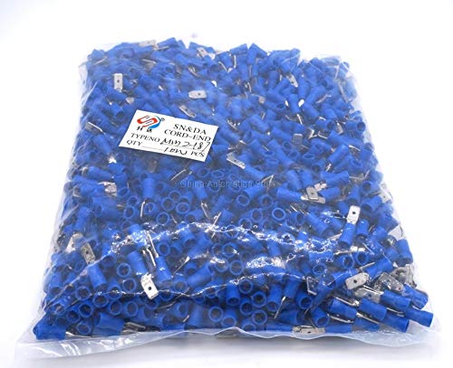 Davitu 1000pcs/bag blue Mdd2-187 4.8mm Spade Crimp Terminal 4.8 mm Male Insulated Electrical Connectors