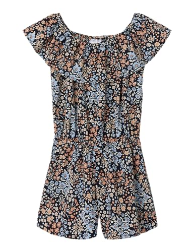 NAME IT Mädchen Nkfvinaya Ss Playsuit Fffff Noos Jumpsuit, Blau, 128