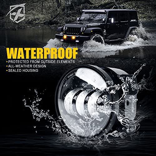 Image of 4-Inch 60W LED Fog Lights Compatible with 07-18 Jeep Wrangler JK JKU, Amber | High-Intensity, 2800LM, IP67 Waterproof, DOT Approved, Plug N Play