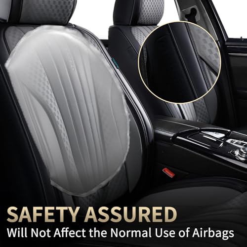 Image of FLORICH Car Seat Covers, Premium Leatherette Car Seat Covers Front Seats, Automotive Vehicle Seat Cushions, Waterproof Seat Protectors for Sedans Cars SUV Trucks, Black&Gray