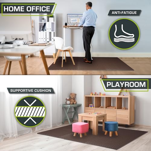 Image of ProsourceFit Exercise Puzzle Mat 1 /2-inch, EVA Interlocking Foam Floor Tiles for Home Gym, Workout Equipment, Kids Play Areas, Brown, 96 Sq Ft - 24 Tiles