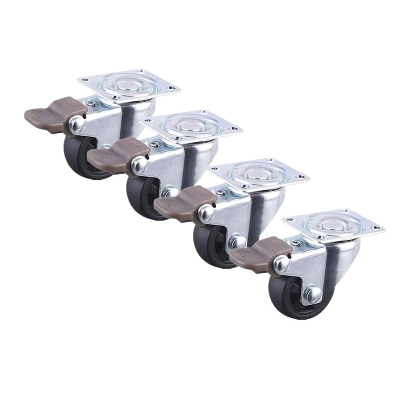 MXXDMOPD 4PCS 1.5 inch Black PP Caster Flat Swivel Sofa Coffee Table Pulley(Universal-brake)