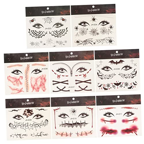 FOMIYES 8 Folhas Adesivos De Rosto De Halloween Adesivos De Cicatriz De Halloween Aranha Decalques D