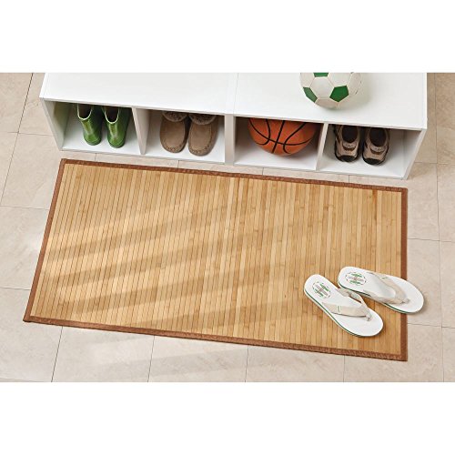 iDesign Bamboo Floor Mat, Medium Size Bath Mat Made of Natural Bamboo, Eco-friendly Rug made for Bathroom, Kitchen and Hallway, Light Brown