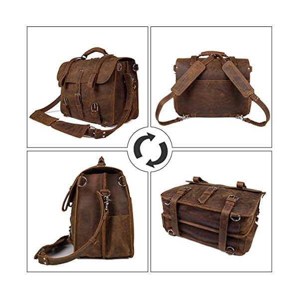 Augus Leather Messenger Bag for Men Briefcase Travel Backpack Shoulder