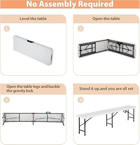 Niamvelo 6 Feet Folding Bench Seat Plastic Portable With Metal Legs, Outdoor Rustic Wood Bench W/Handle & Lock, 3-4 People Sturdy Seat For Indoor/Outdoor Party Garden Camping Dining Picnic Use 2 Pack #TOP4