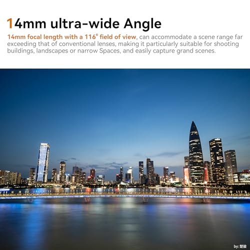 7artisans 14mm F2.8 Full Frame Camera Lens Ultra-Wide Angle Non-Fisheye for Canon RF-mount Mirrorless Cameras