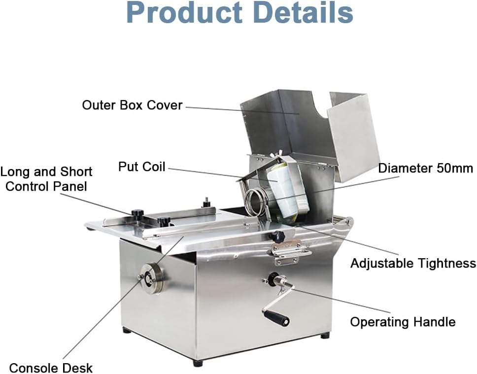 Commercial Sausage Knotting Machine, Stainless Steel Binding Strapping Machine with Length Adjustable Panel, Manual Winding Linker with Foldable Handle & Foot Pad for Meat Stuffer