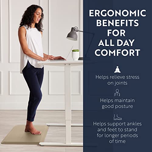 Kangaroo Thick Ergonomic Anti Fatigue Cushioned Kitchen Floor Mats, Standing Office Desk Mat, Waterproof Scratch Resistant Topside, Supportive All Day Comfort Padded Foam Rugs, 20X32, Beige #TOP2