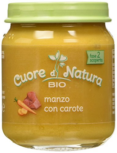Cuore di Natura - Omogeneizzato Manzo Con Carote Bio - Confezione da 6 vasetti x 110 g