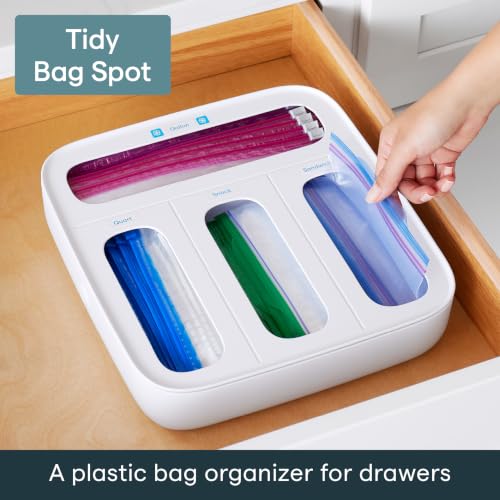 Image of YouCopia StoraBag Food Bag Dispenser, Family Size 4-Slot, Plastic Sandwich Bags Drawer Organizer for Kitchen Storage