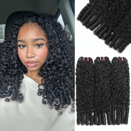 Menalue 16A Burmese Curly Bundles Raw Human Hair Bundles 16 18 20 Inch 100% Unprocessed Salon Quality Human Hair with Spiral Curls End 3C4A Wet and Wavy Bundles Weaves for Black Women Natural Color