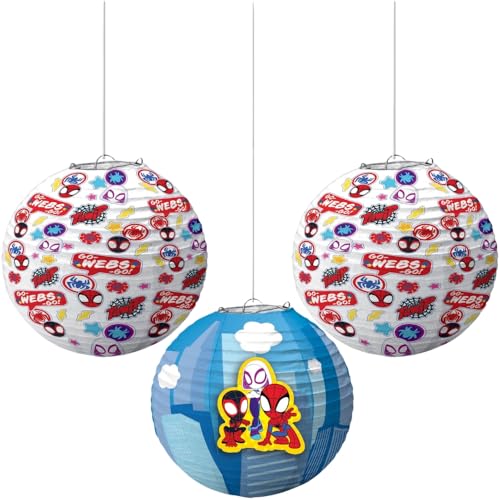 Lanternes Spidey pour anniversaire déco de salle thématique super-héros 24 cm