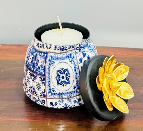 Blue Votive Candle Holders, Tea Lights Candles Holders for Wedding Shower Gifts & Party, Blue Votives for Home Table Decorations