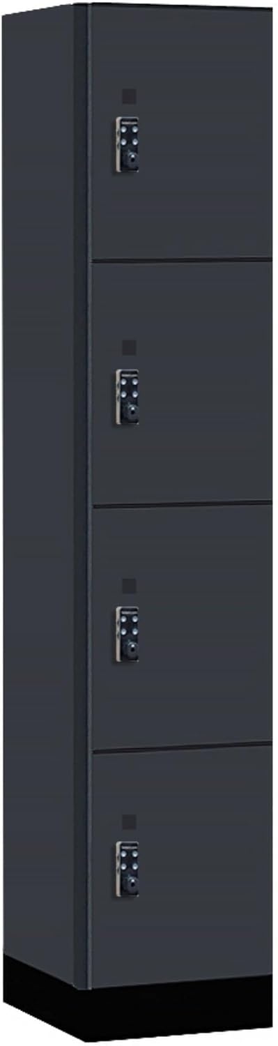 Salsbury Industries 15" Wide Wood Locker - Four Tier - 1 Wide - 6 Feet High - 18" Deep - Carbon Mesh - Resettable Combination Locks