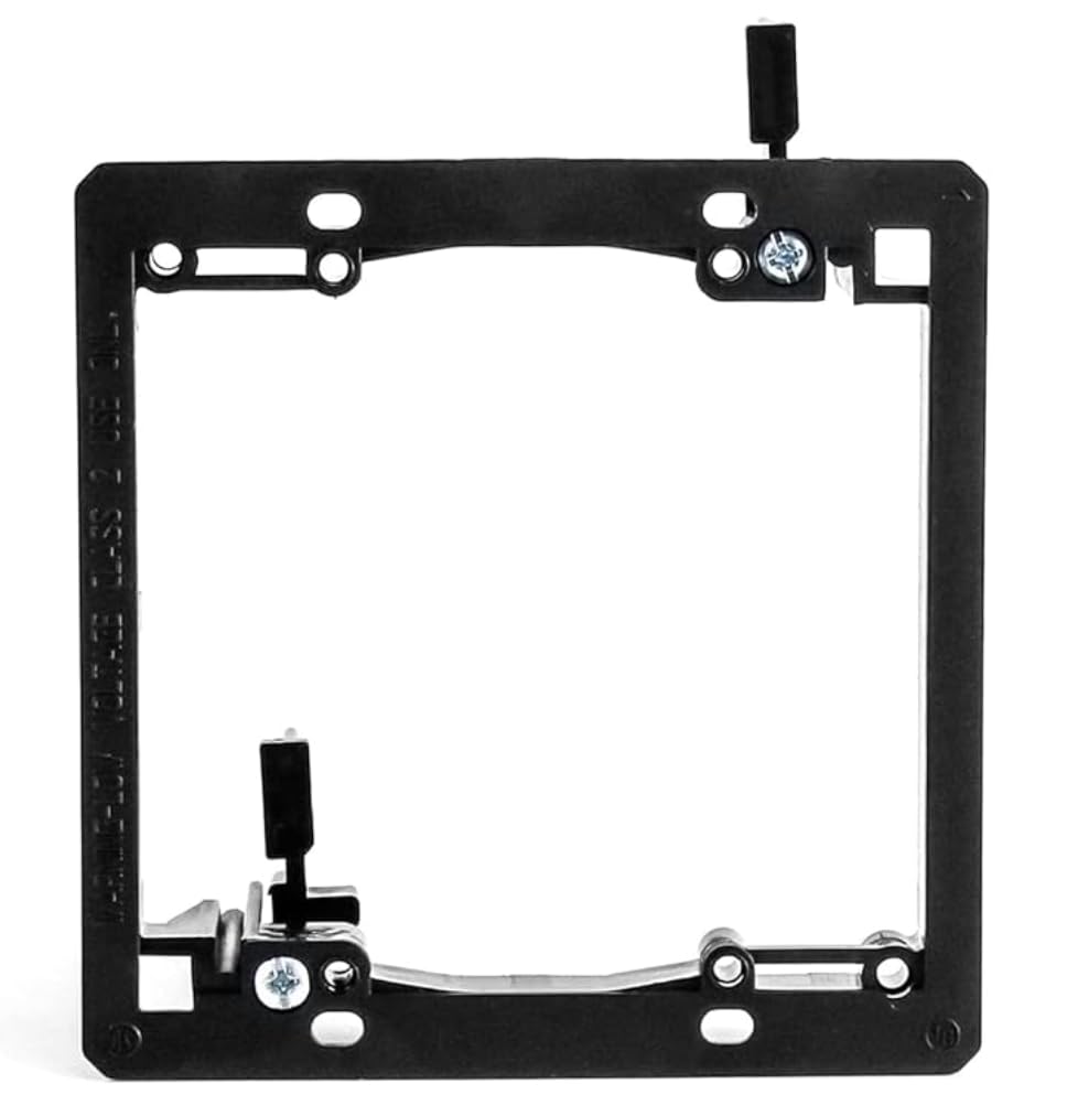 2-Gang Low Voltage Mounting Bracket, Dual Gangs Low Voltage Box and Low Voltage Bracket for 2 Gangs Wall Plate, BE-LV2, Black, Retrofit Drywall Wing Clamps 1/4