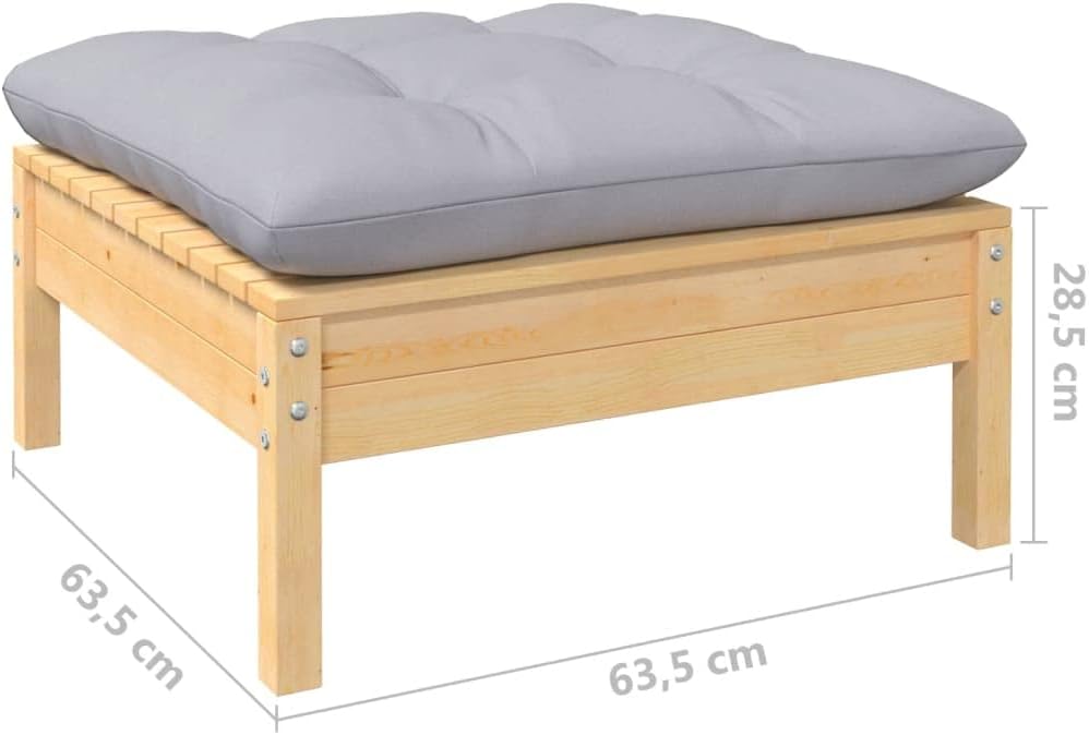 Garden Lounge Set Grey Solid Pinewood, Fabric (100% Polyester) Chic Outdoor Furnishings Outdoor Furniture Set Garden Furniture Set Outdoor Sofa Set